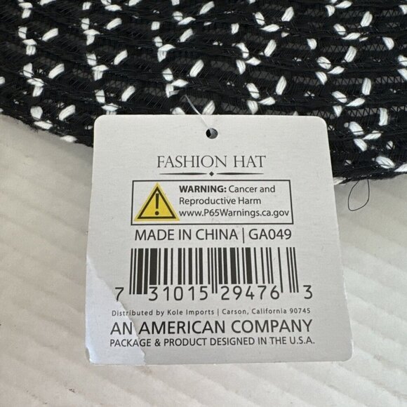 Fashion Hat Wide Brim Woven Sun Hat Beaded String Band NWT Black - Picture 5 of 15